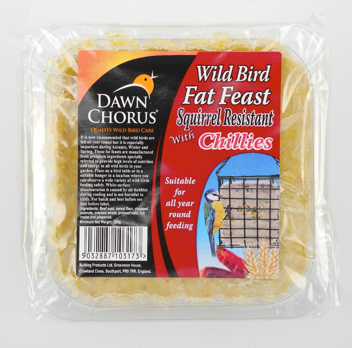 Wild Bird Suet fat blocks by Dawn Chorus for all year round feeding. 