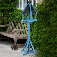 York 4-Sided Wooden Bird Table Painted In Blue