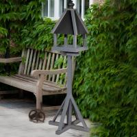 York 4-Sided Wooden Bird Table Painted In Grey