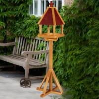 York 4-Sided Wooden Bird Table Treated With A Red Roof